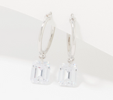 Diamonique x Lisa Freede Floating Baguette Hoop Silvertone Earrings